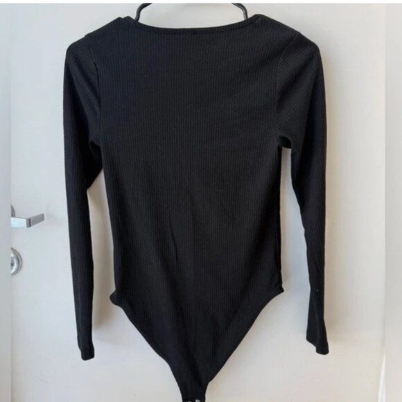 Old Navy Square Collar Bodysuit | Black Long Sleeve | Women's Size S - Picture 2 of 4